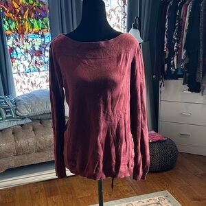 Ann Taylor Maroon Long Sleeve Top